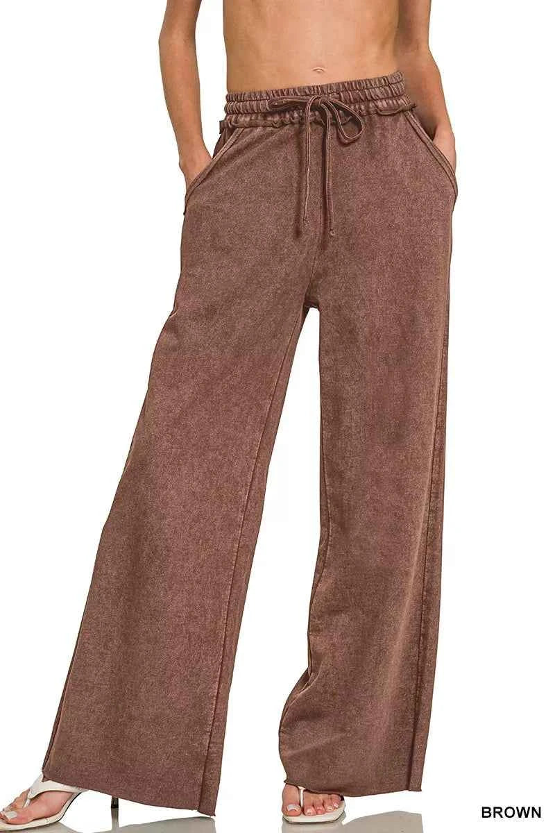 Zenana Washed French Terry Sweatpants