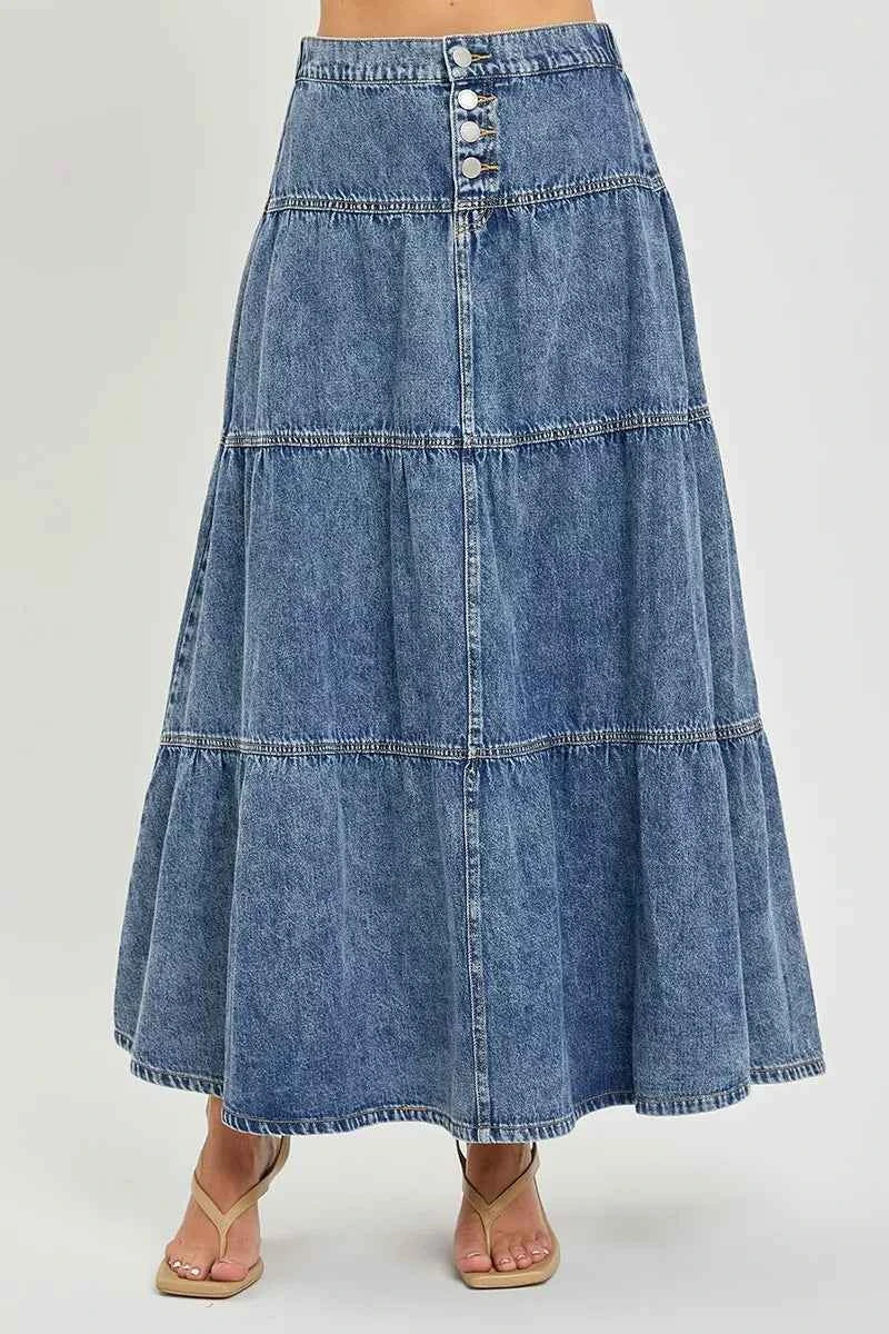 RISEN High Rise Ruffle Long Skirts