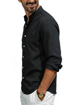 Men's Full Size Striped Long Sleeve Shirt Plus Size