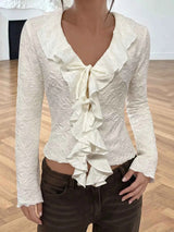 Ruffled Long-Sleeve T-Shirt. Ruffled Long-Sleeve T-Shirt