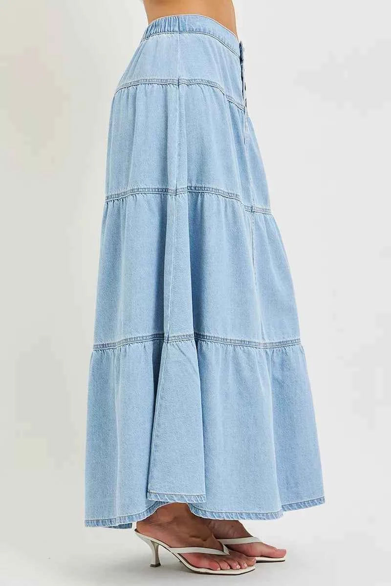 RISEN High Rise Ruffle Long Skirts