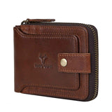 MING CLAN Zipper Wallet Men RFID Blocking Leather Bifold Wallets For Men - Flap ID Window Zip Coin Pocket Mens Zipper Wallets - Big Capacity Credit Card Travel Wallet (Brown)