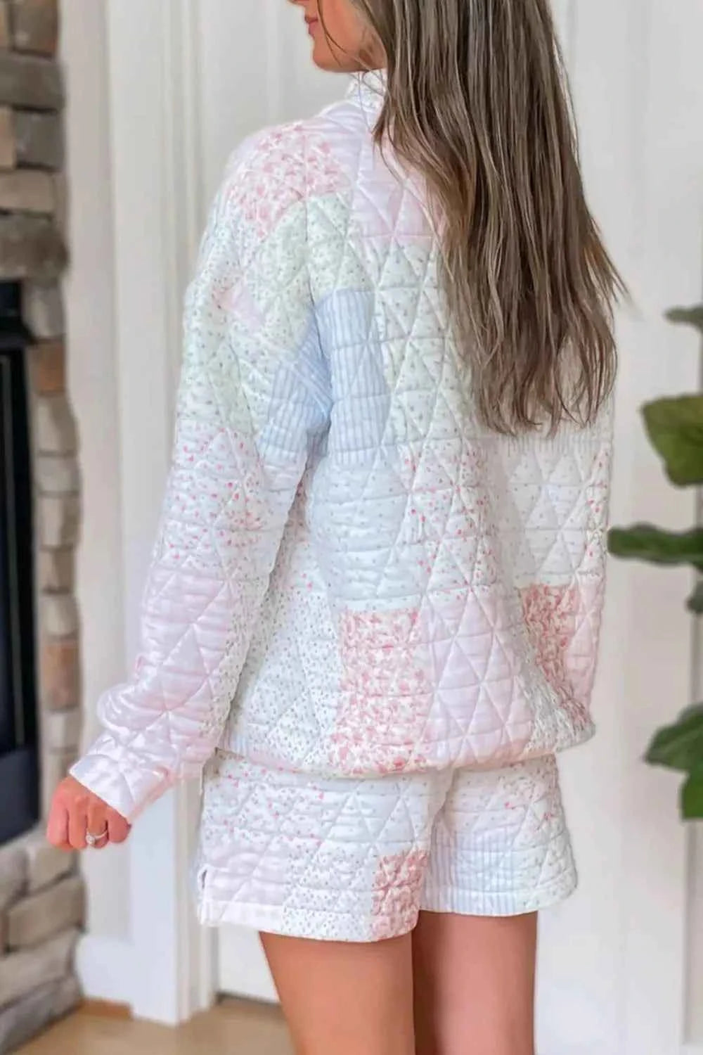 Quilted Long Sleeve Top and Shorts Set
