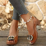 Peep Toe Block Heels Sandals