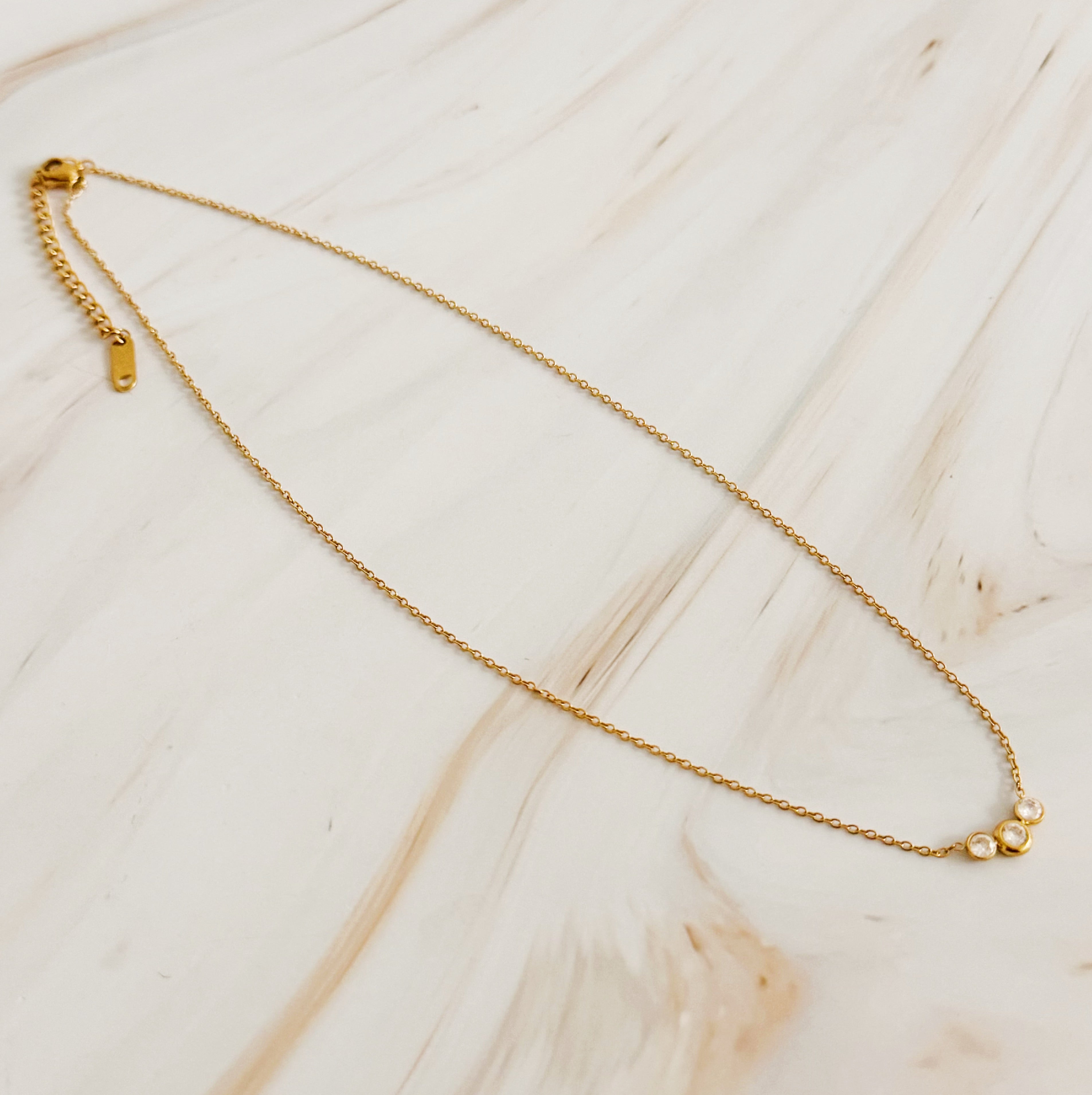 minimalist three stones necklace - Amaryllisstores