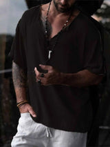 Men's Full Size Casual Loose Short Sleeve Blouse Plus Size