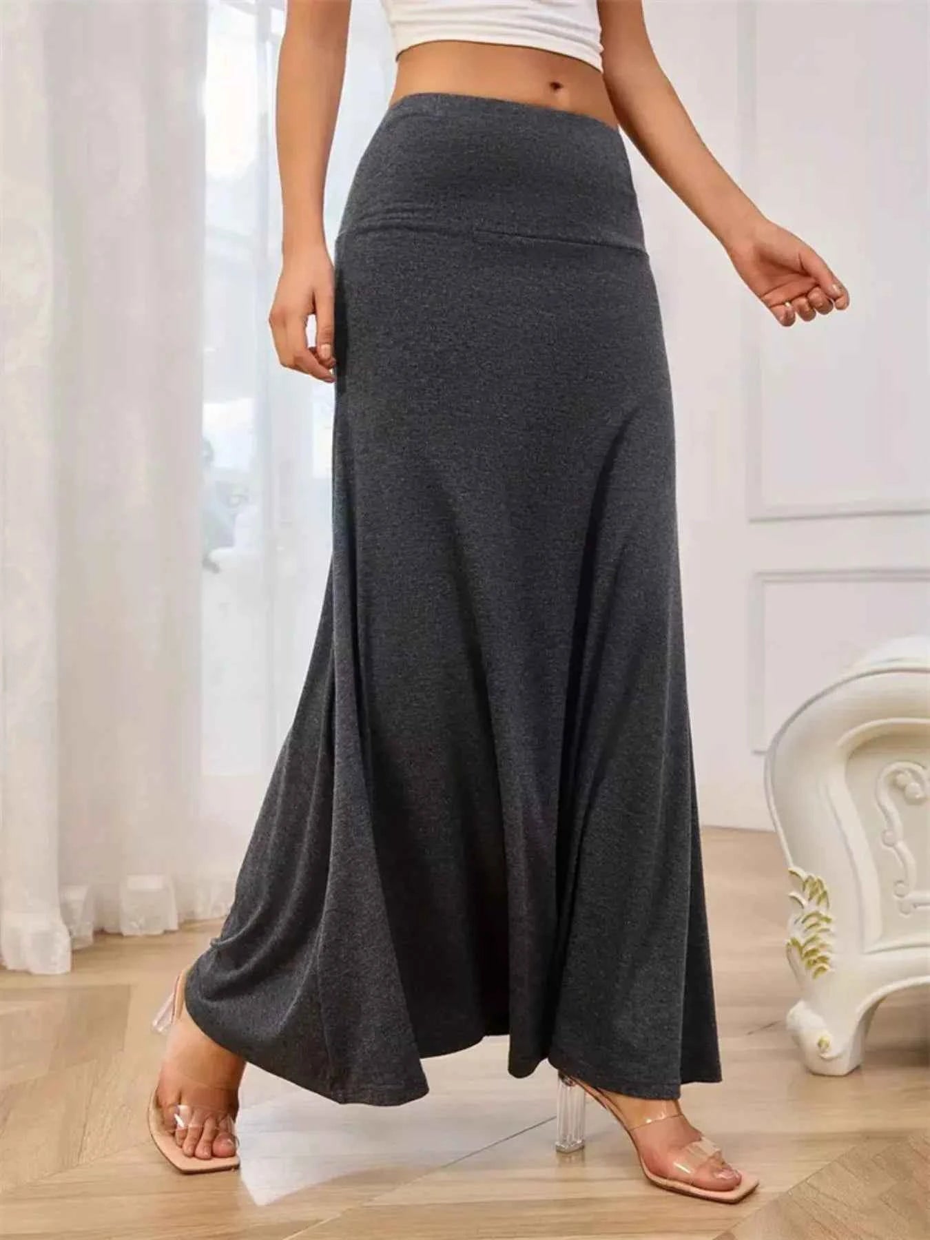 Flowy Maxi Skirt with Wide Waistband