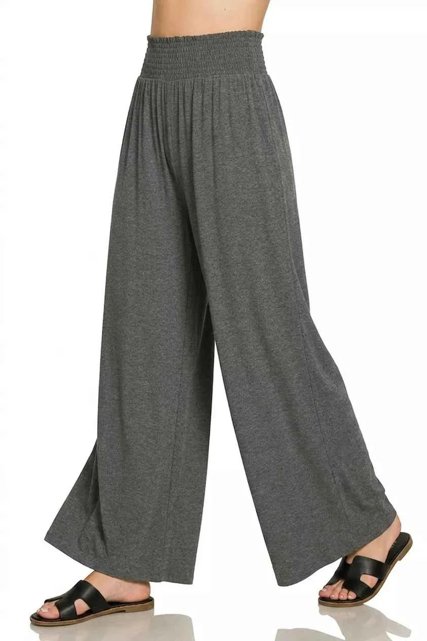 Zenana Smocked Waist Wide Leg Palazzo Pants