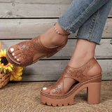 Open Toe Block Heels Sandals