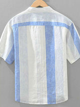 Men's Plus Size Casual Color Block Short Sleeve Shirt