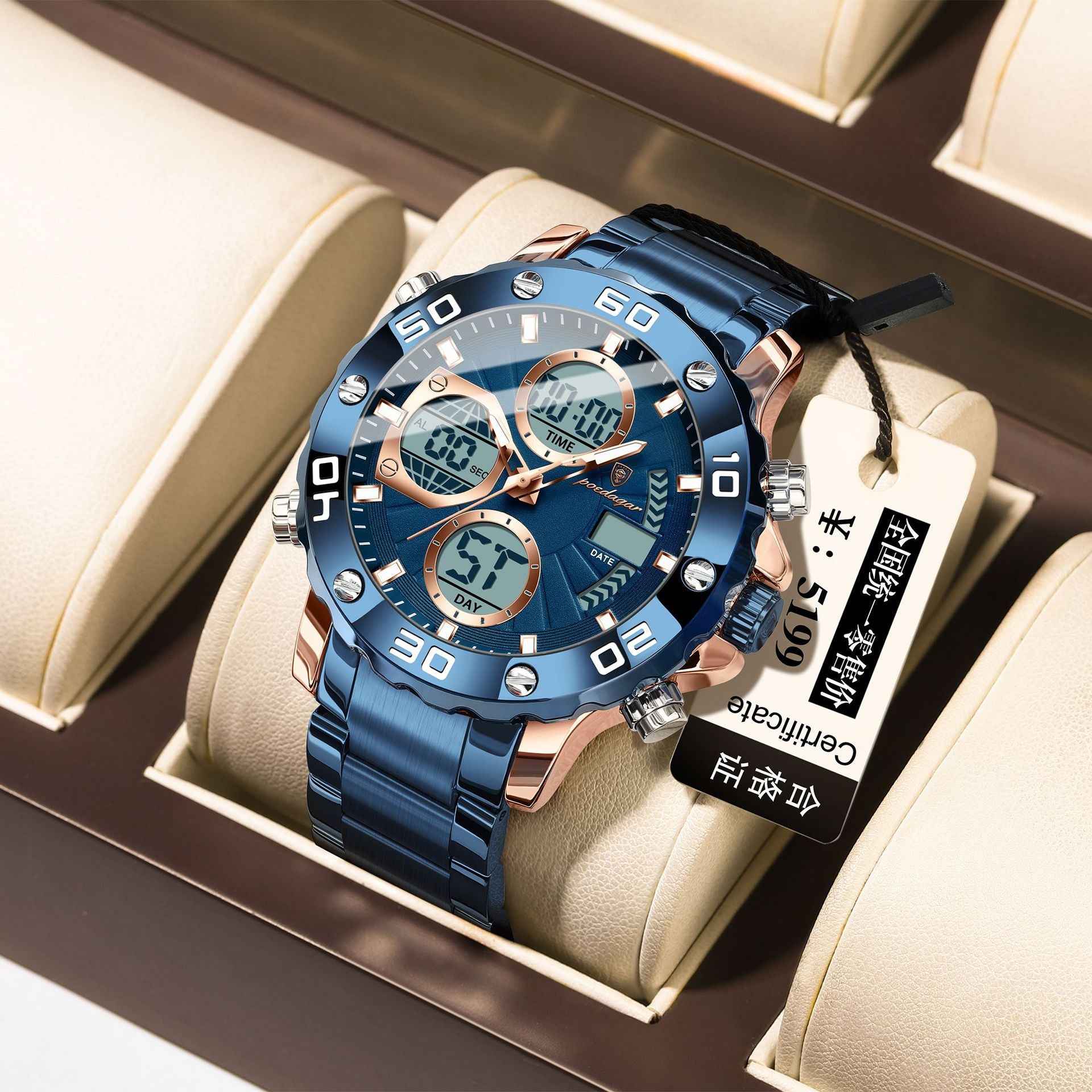 Men's Multifunctional Luminous Dual-Display Electronic Watch