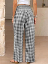 Gingham Wide-Leg Pants