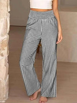 Gingham Wide-Leg Pants