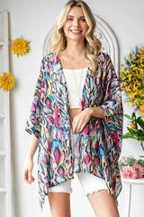 Heimish Full Size Multi Color Snake Open Cardigan Plus Size
