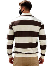 Men's Full Size Classic Striped Long-Sleeve Polo Plus Size