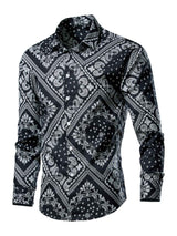 Men's Plus Size Tropical Leaf Print Button-Down Shirt
