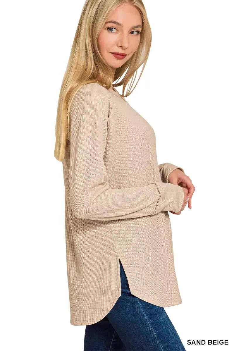 Zenana Baby Waffle Long Sleeve Top