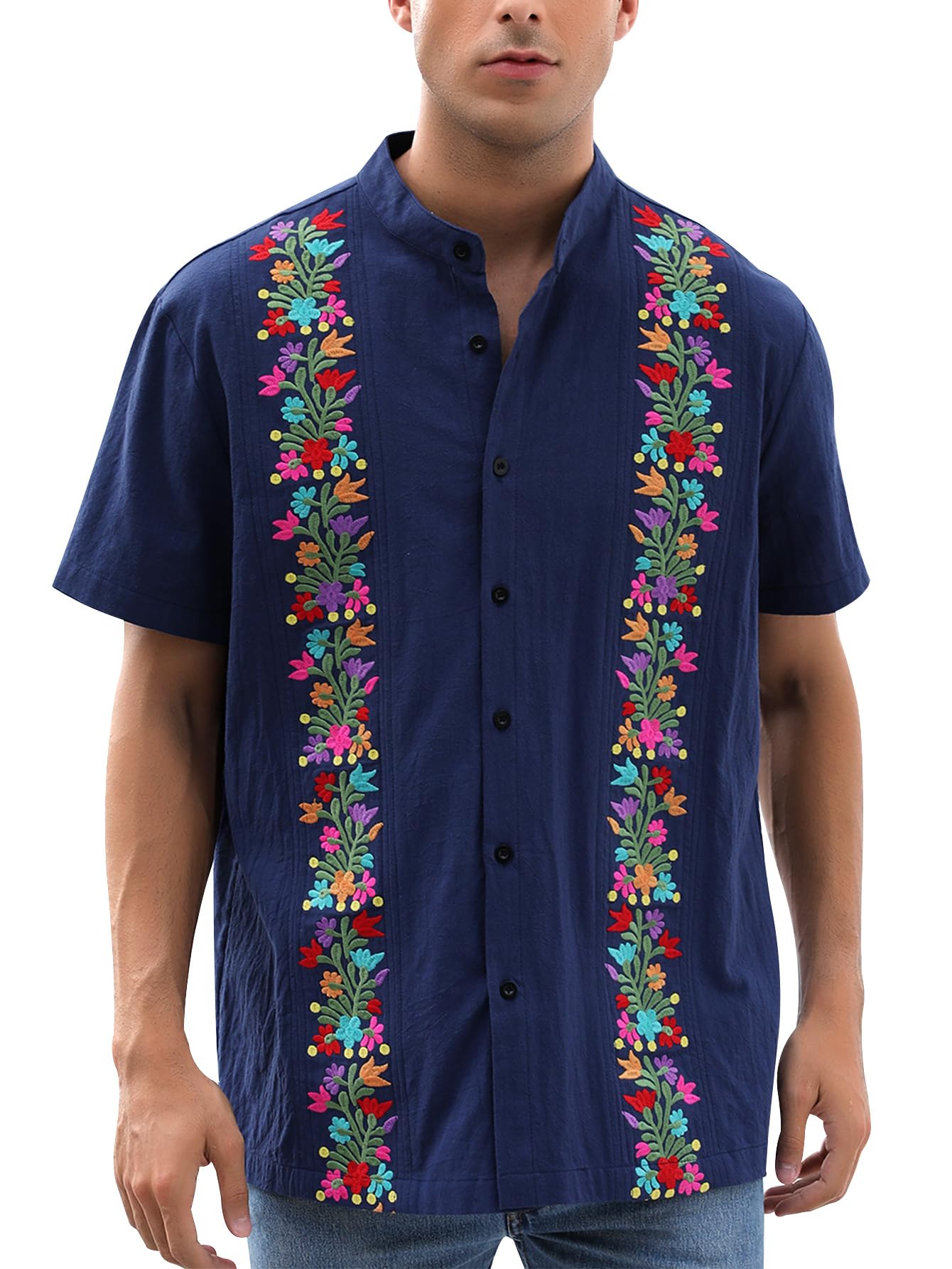 Mens Mexican Shirt Camisa Style Ropa Mexicana Embroidered Fiesta Clothes Dress Up Guayabera for Men Outfit