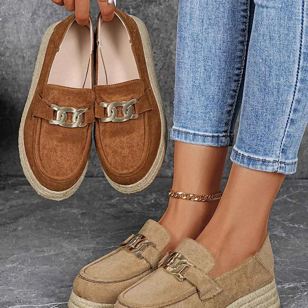 Round Toe Platform Loafers