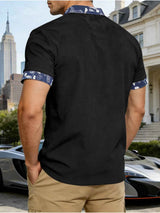 Men's Full Size Lace-Up Collar T-Shirt Plus Size