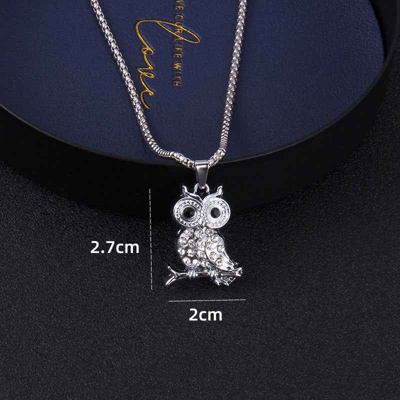 Diamond Owl Baby Elephant Tortoise Animal Pendant Female