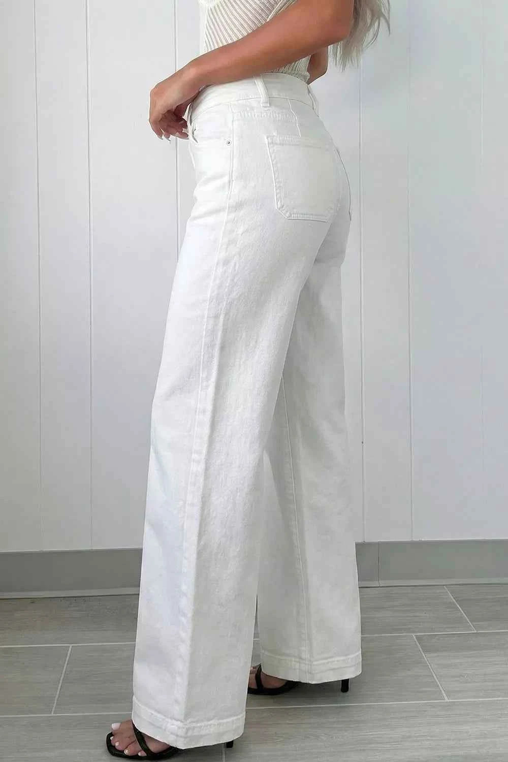 2-Button High Waist Wide Leg Jeans