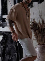Men's Full Size Casual Loose Short Sleeve Blouse Plus Size