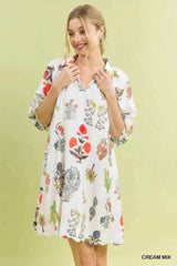 Umgee Floral Encyclopedia Print Mini Dress