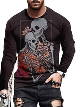 Men's Full Size Skeleton Embrace Long Sleeve T-Shirt Plus Size