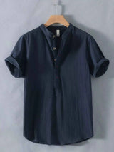 Men's Plus Size Button Detail Short Sleeve Shirt