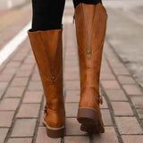 Round Toe Block Heels Boots