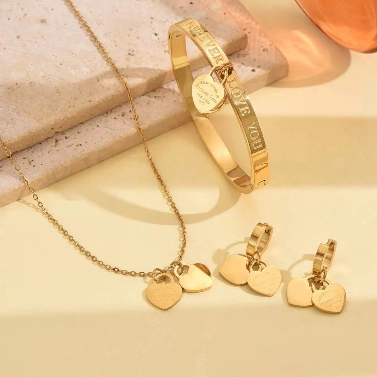 18K Gold-Plated Heart Jewelry Set