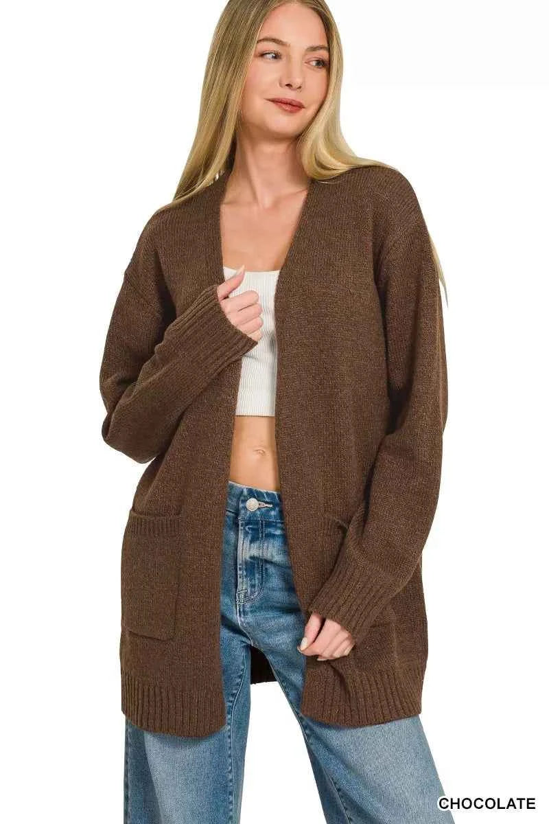 Zenana Open Front Sweater Cardigan