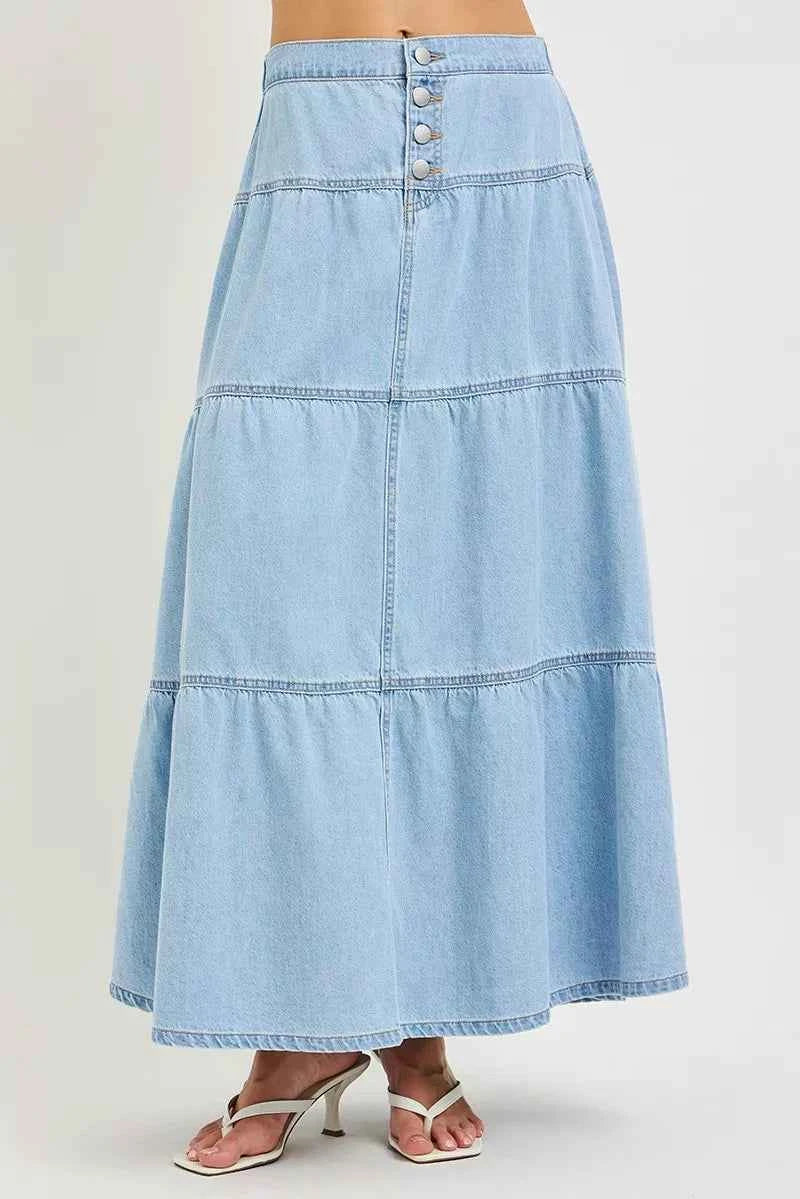 RISEN High Rise Ruffle Long Skirts