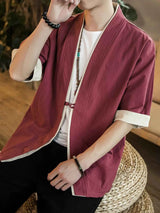 Men's Plus Size Contrast Trim Half Sleeve Shirt