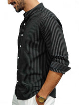 Men's Full Size Striped Long Sleeve Shirt Plus Size