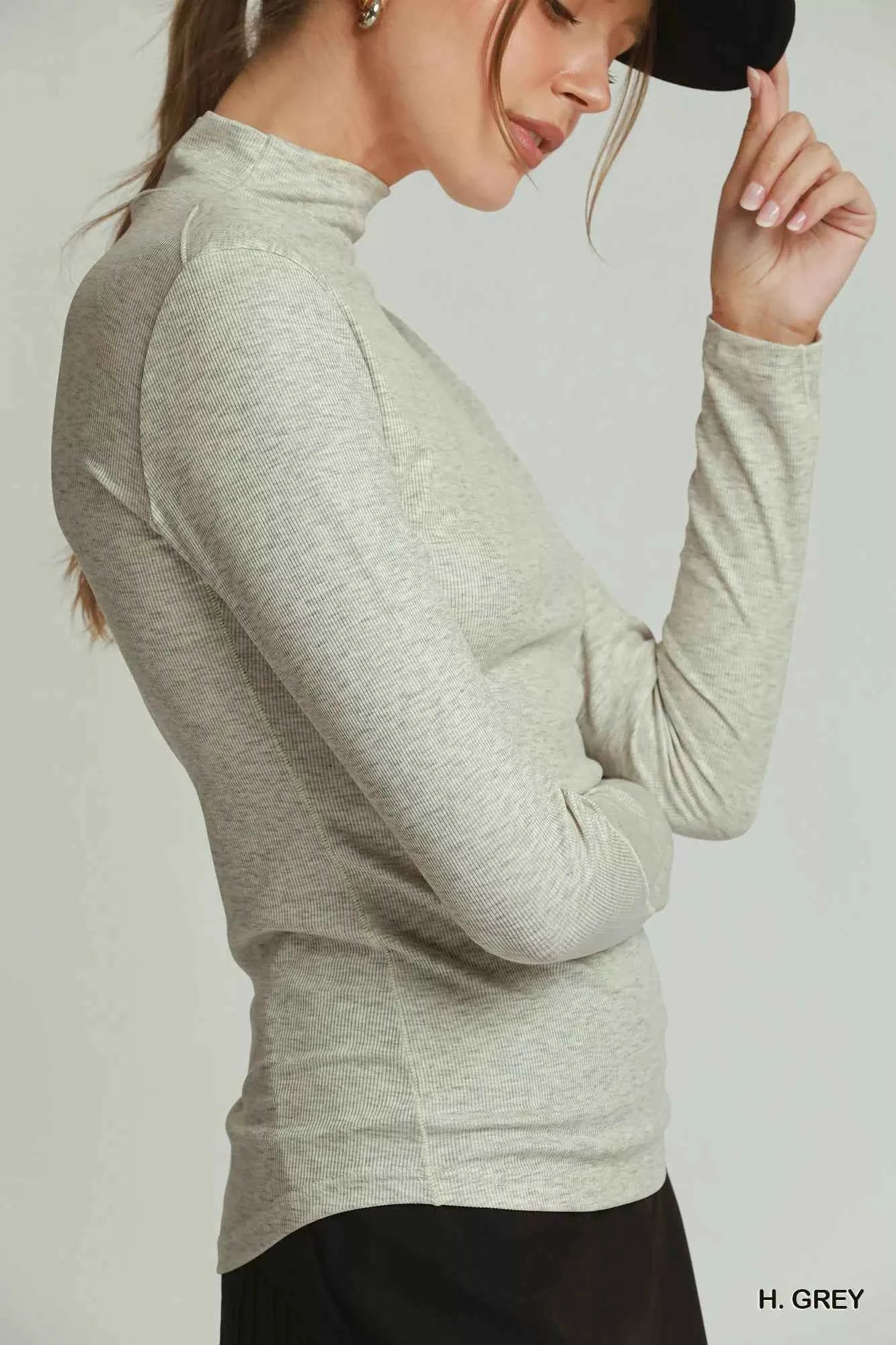 Umgee Long Sleeve Mock Neck Top