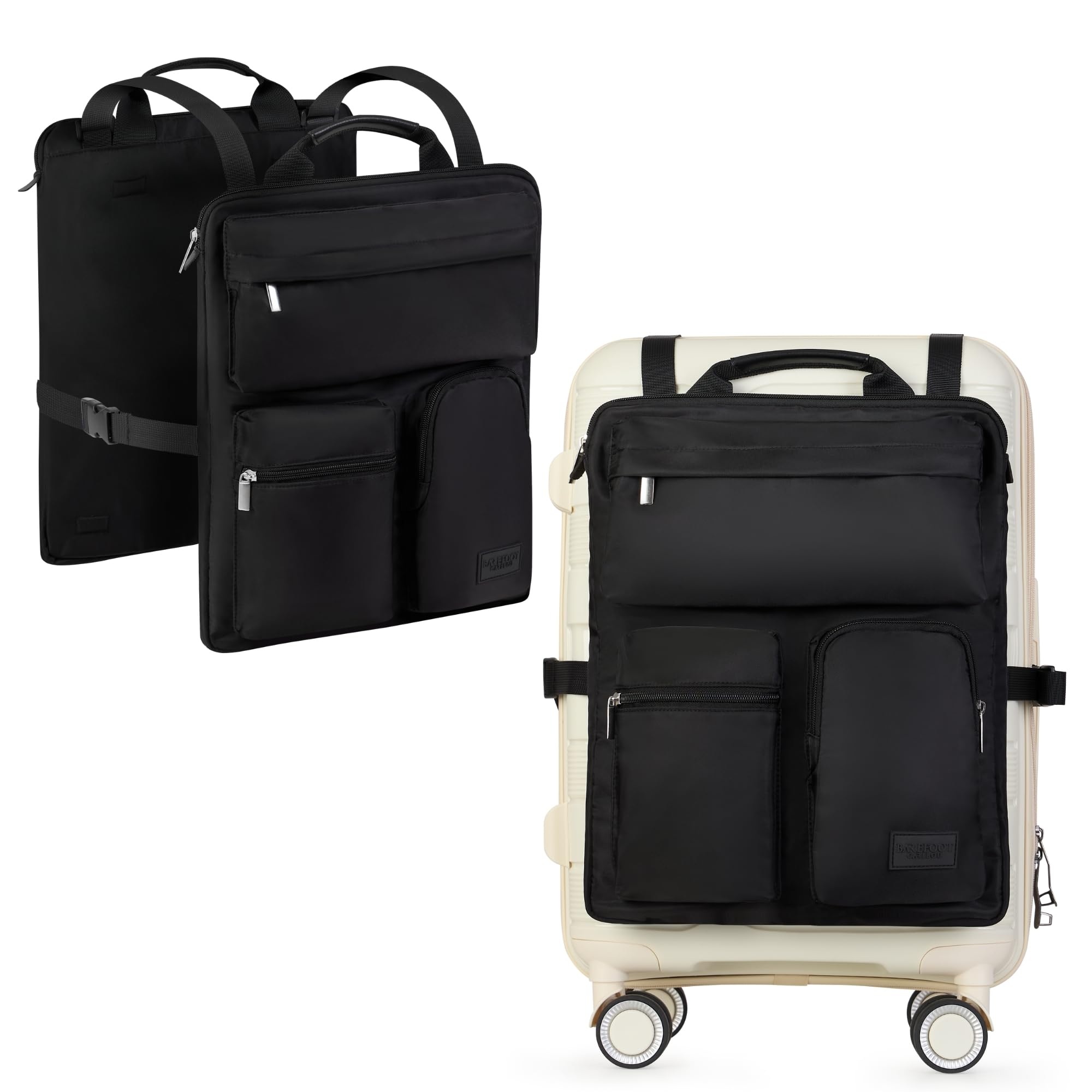 Over Luggage Organizer for Carry On Bag or Suitcase with Storage Pockets 16” Laptop Sleeve with Handle Travel Accessories Bag Slide On Luggage Harness with Adjustable Straps (Black) - Amaryllisstores