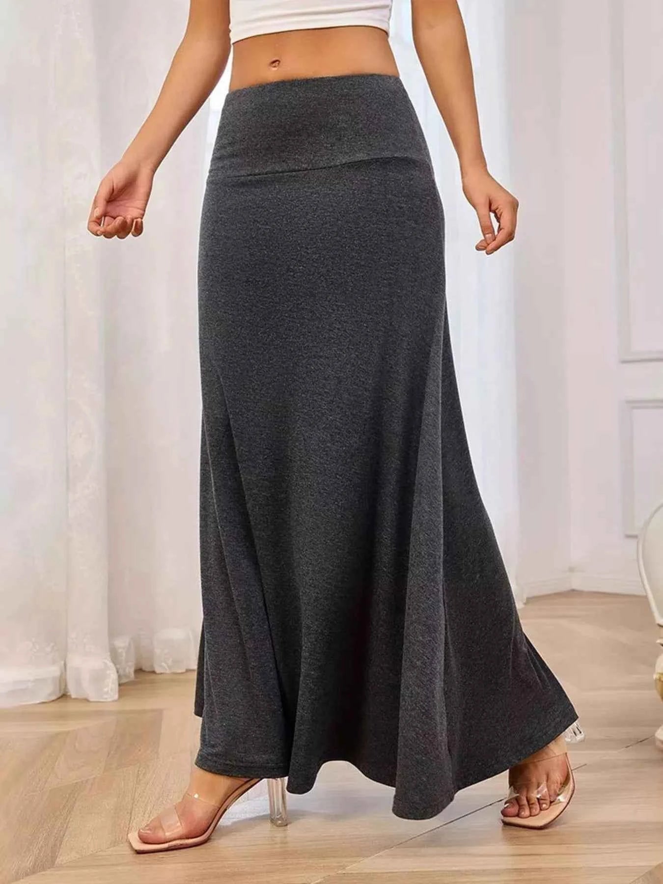 Flowy Maxi Skirt with Wide Waistband