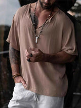 Men's Full Size Casual Loose Short Sleeve Blouse Plus Size