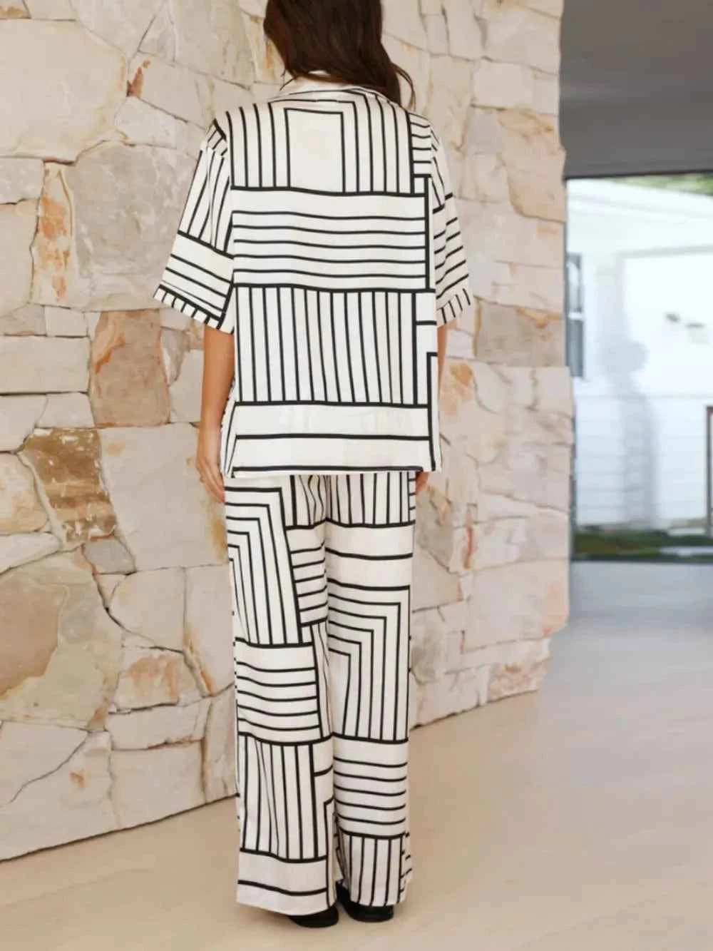 Button Down Half Sleeve Top and Pants Set