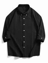 Men's Plus Size Stripe Button-Down Shirt