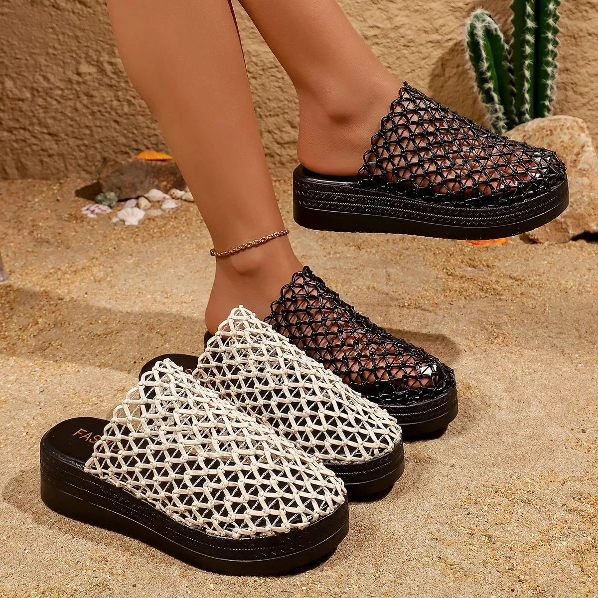 Woven Design Platform Sandals