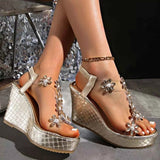 Flower Open Toe Wedge Sandals