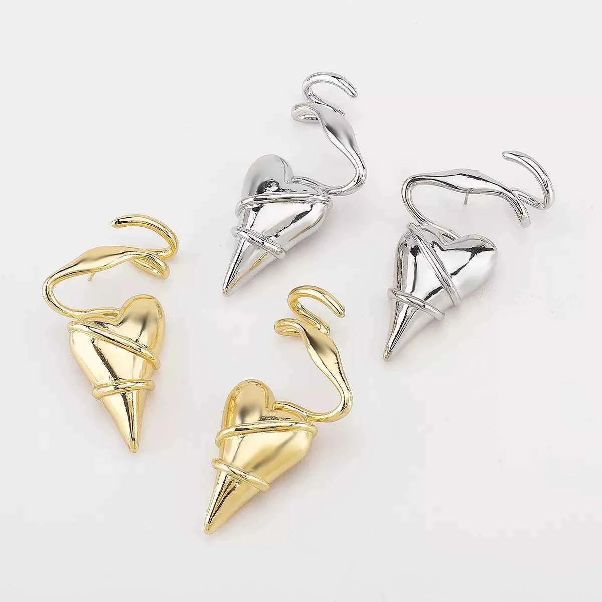 Heart-Shaped Twisted Wire Earrings