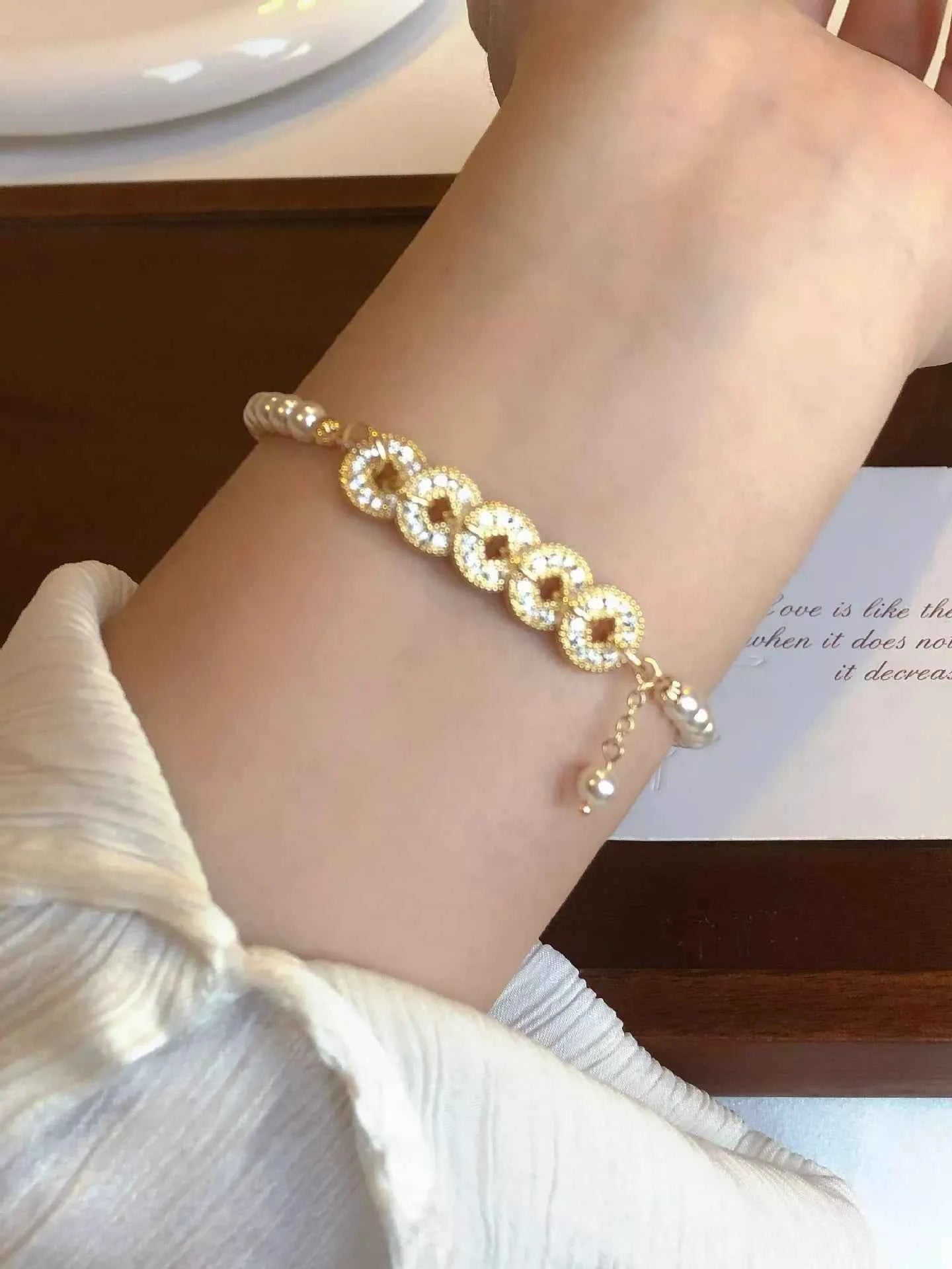 18K Gold-Plated Pearl Coin Bracelet