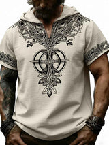 Men's Full Size Printed Hooded Short Sleeve Top Plus Size