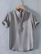 Men's Plus Size Button Detail Short Sleeve Shirt