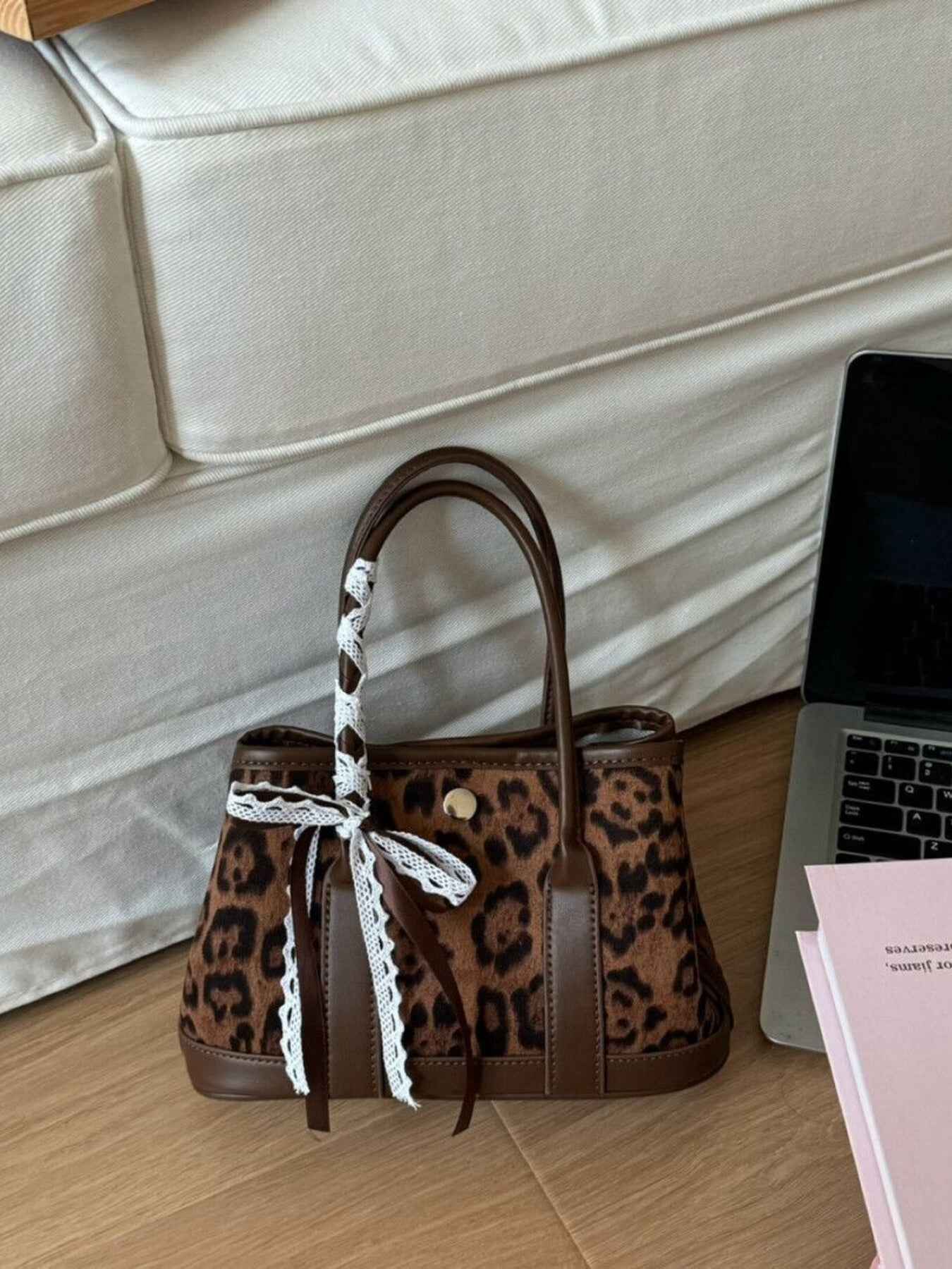 Top Handle Lace-Trimmed Handbag