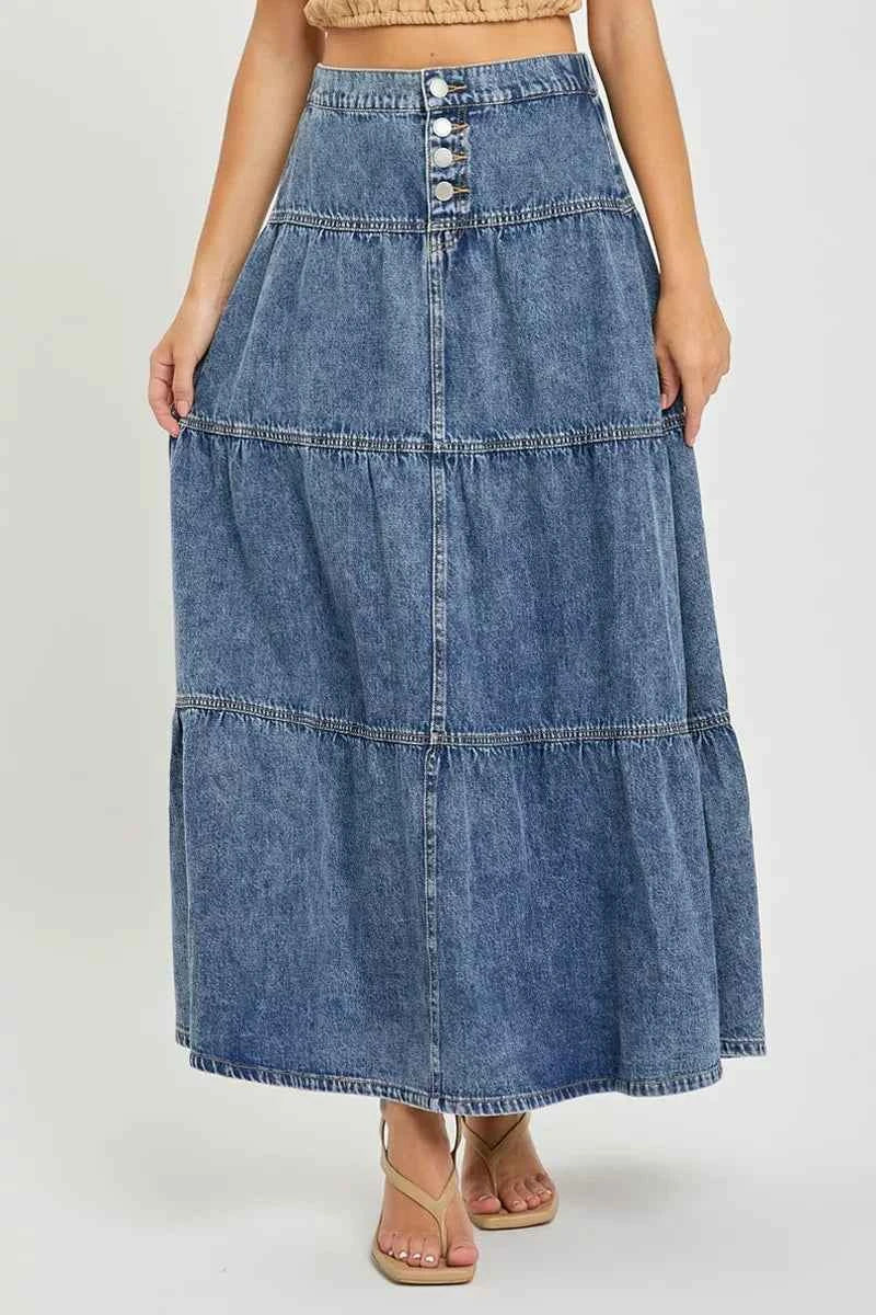 RISEN High Rise Ruffle Long Skirts